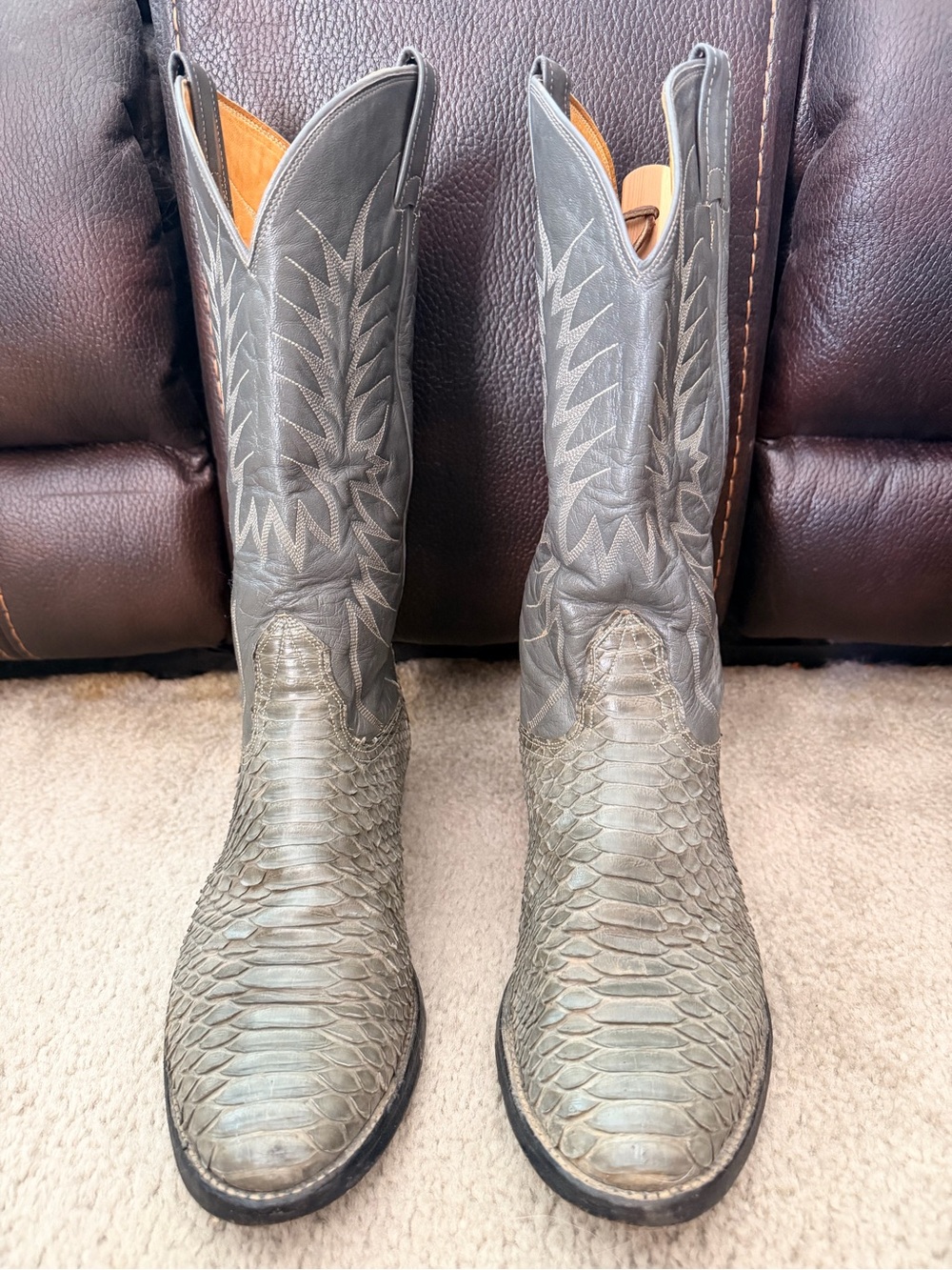 Nocona Gray Exotic Leather Western Boots